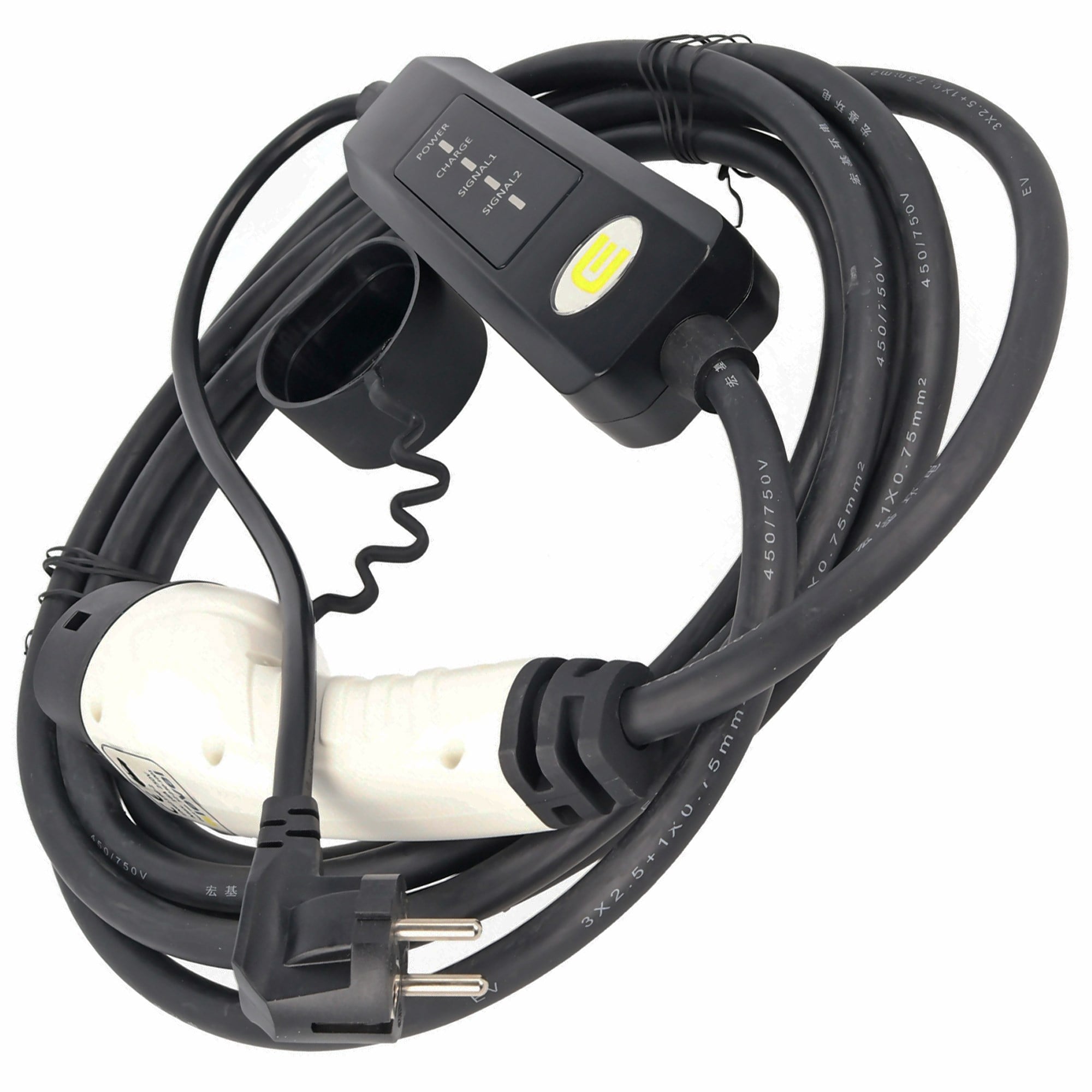 Tip 2 Mod2 230V 16A SchuKo fişli elektrikli otomobiller için şarj kablosu Maks. 3,0 kW