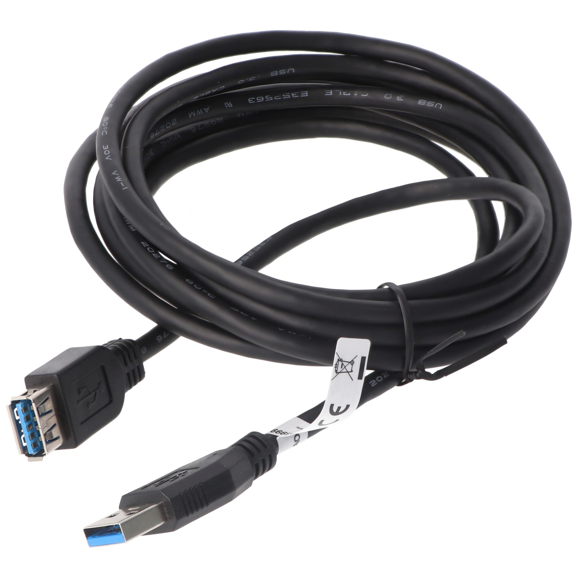 USB 3.0 SuperSpeed uzatma kablosu, siyah, uzunluk 3 metre, USB 2.0'dan önemli ölçüde daha hızlı