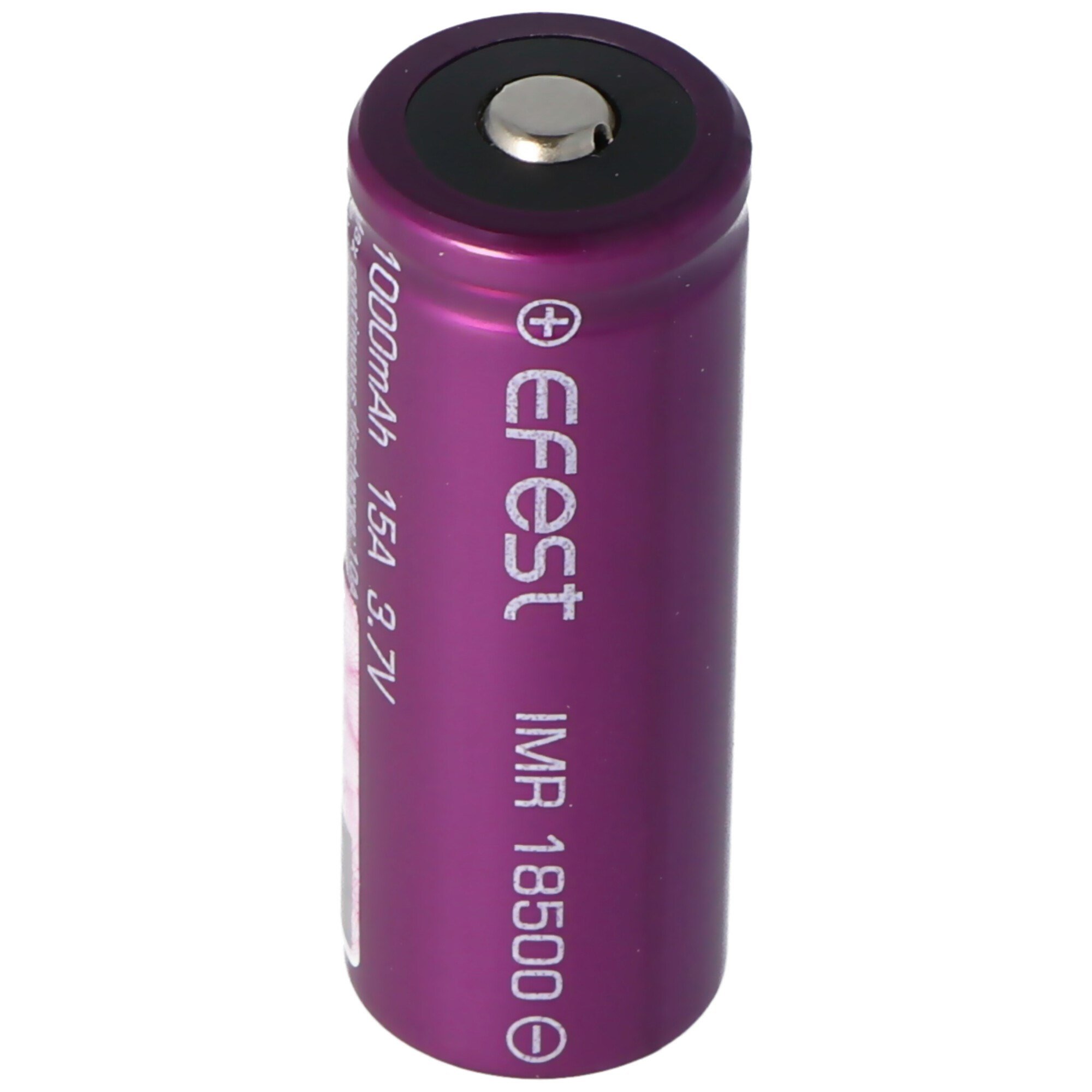 Efest Purple IMR18500 - 1000mAh 3.7V (düğme üstü, korumasız)