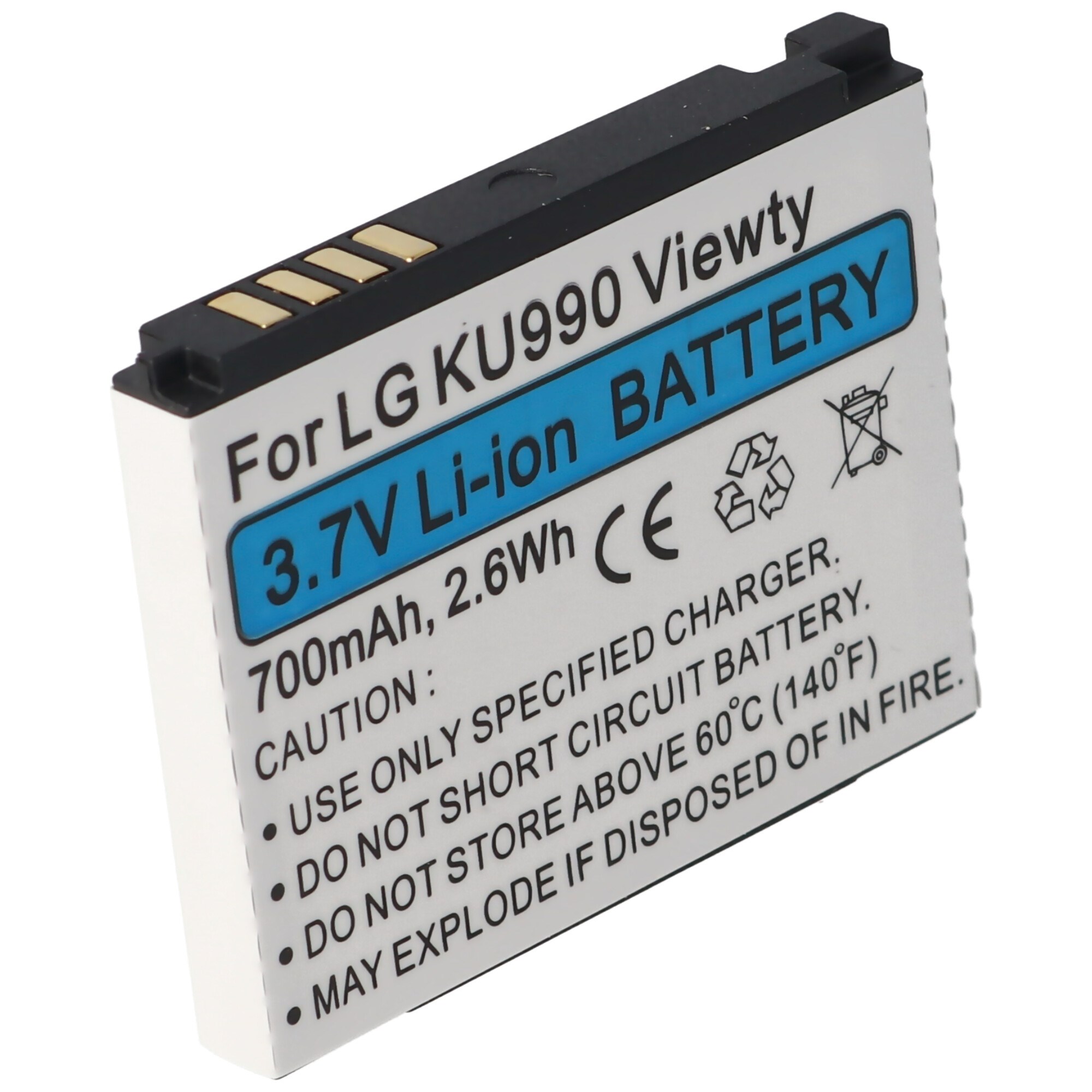 LG KU990 Viewty, HB620T, Li-ion, 3.7V, 700mAh, 2.6Wh için uygun pil