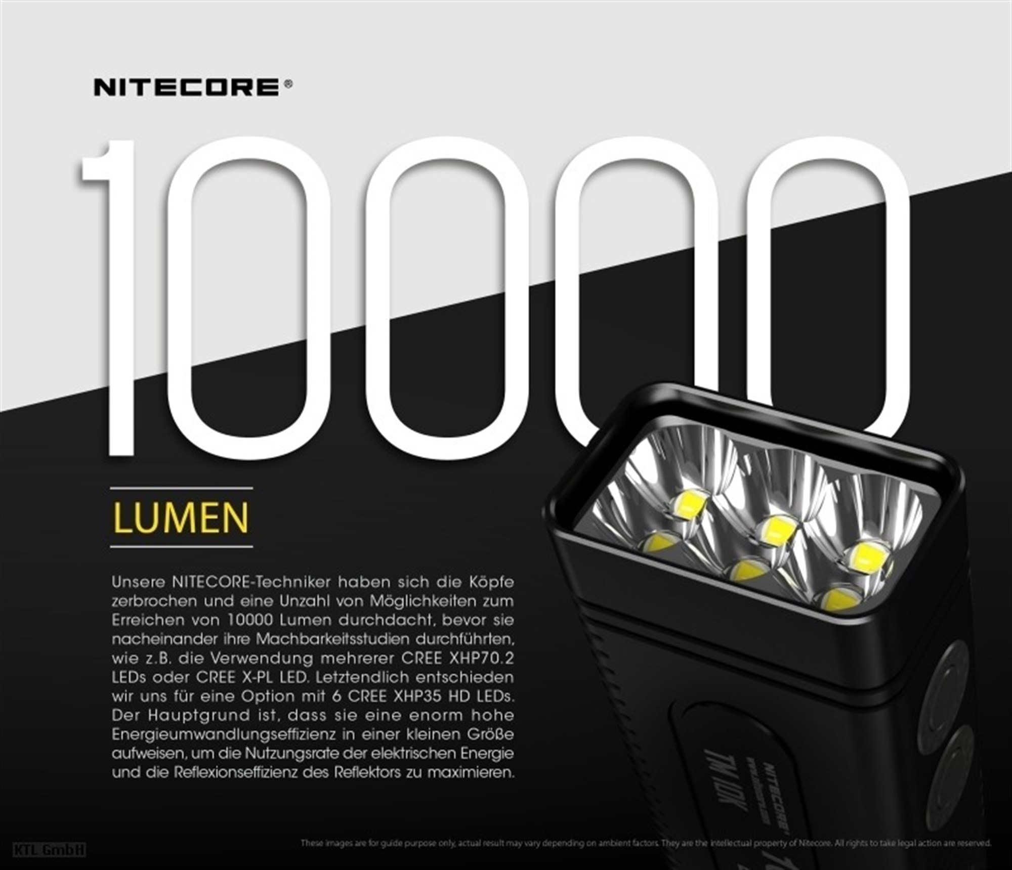 Nitecore TM10K yüksek performanslı LED el feneri 10000 lümen