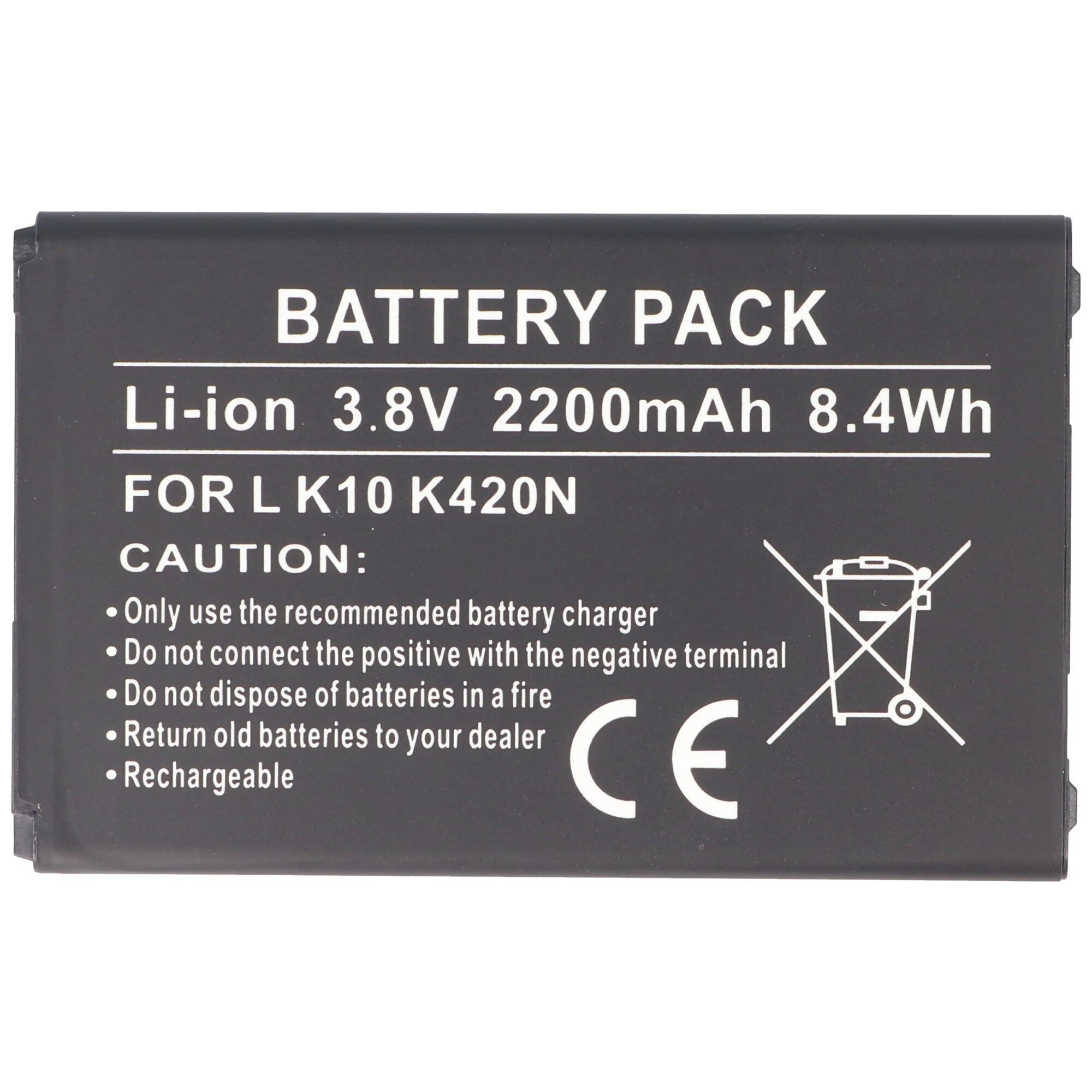 Pil LG K10 K420N, Li-ion, 3.8V, 2200mAh, 8.4Wh, IC çip dahil