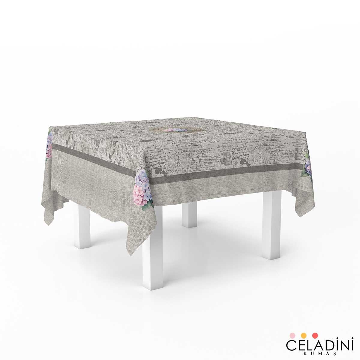 140x140cm Vintage Ortanca Serisi Masa Örtüsü Kumaşı 