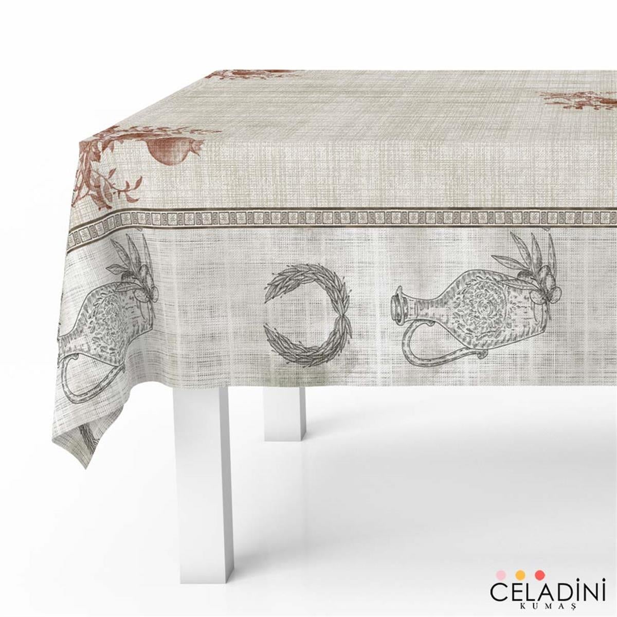 140x200cm Antik Seri Masa Örtüsü Kumaşı Kırmızı