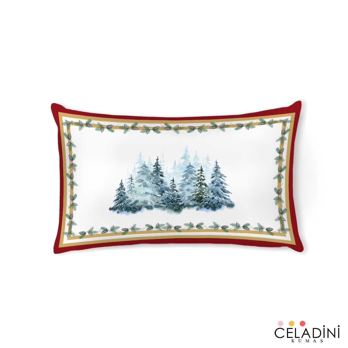 35x50 cm Kış Temalı Yılbaşı Serisi Kırlent Kumaşı (Model-3)