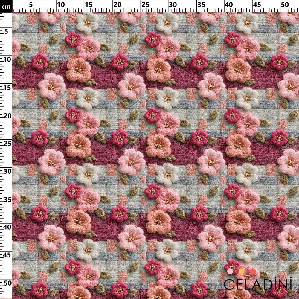 3D Efektli Ekose Kumaş Kod 3727