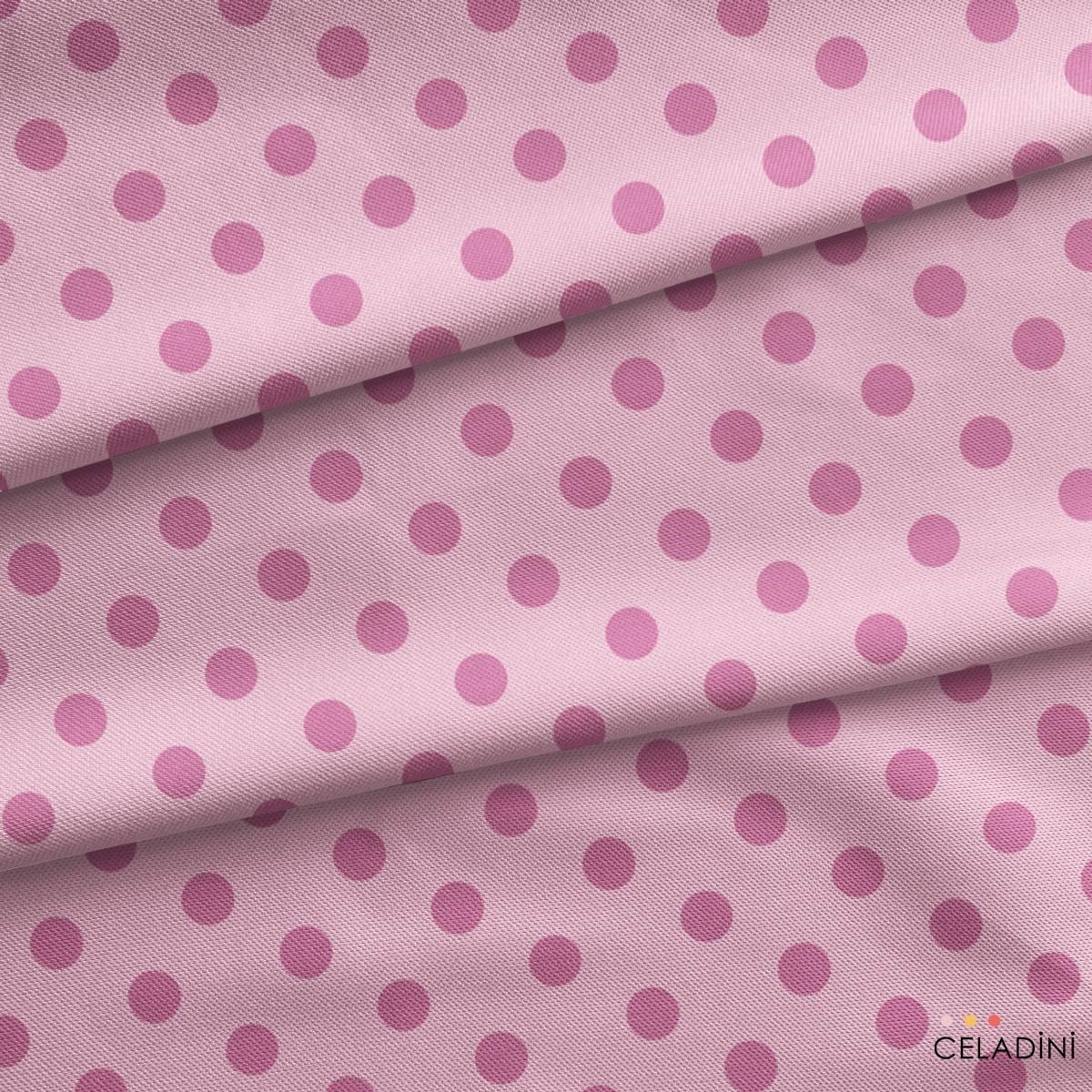 Açık Pembe / Gül Kurusu Puantiyeli Kumaş