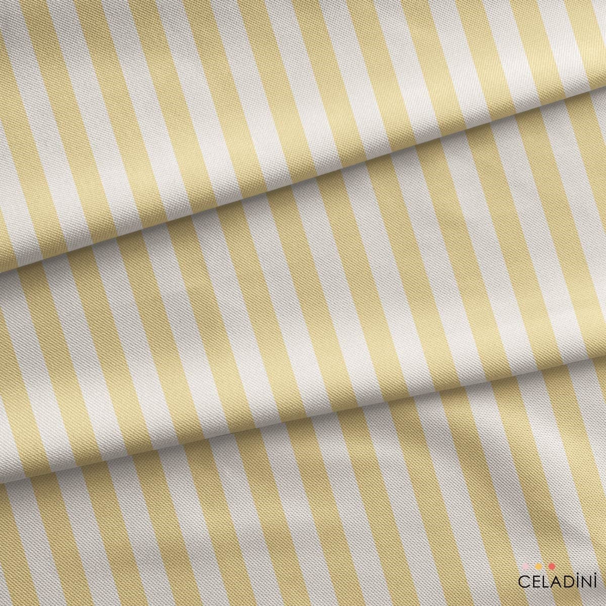 Açık Sarı / Krem 2x2 cm Çizgili Kumaş