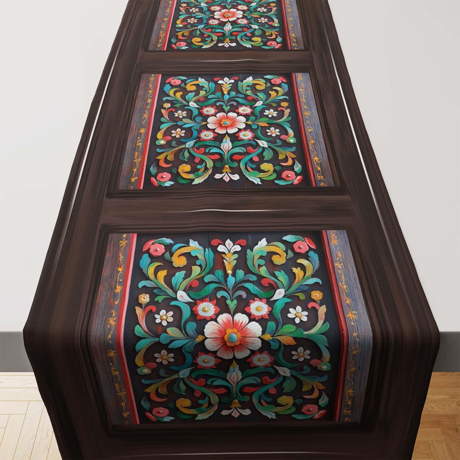 Antik Kapı Desenli Runner Kumaşı Model-6