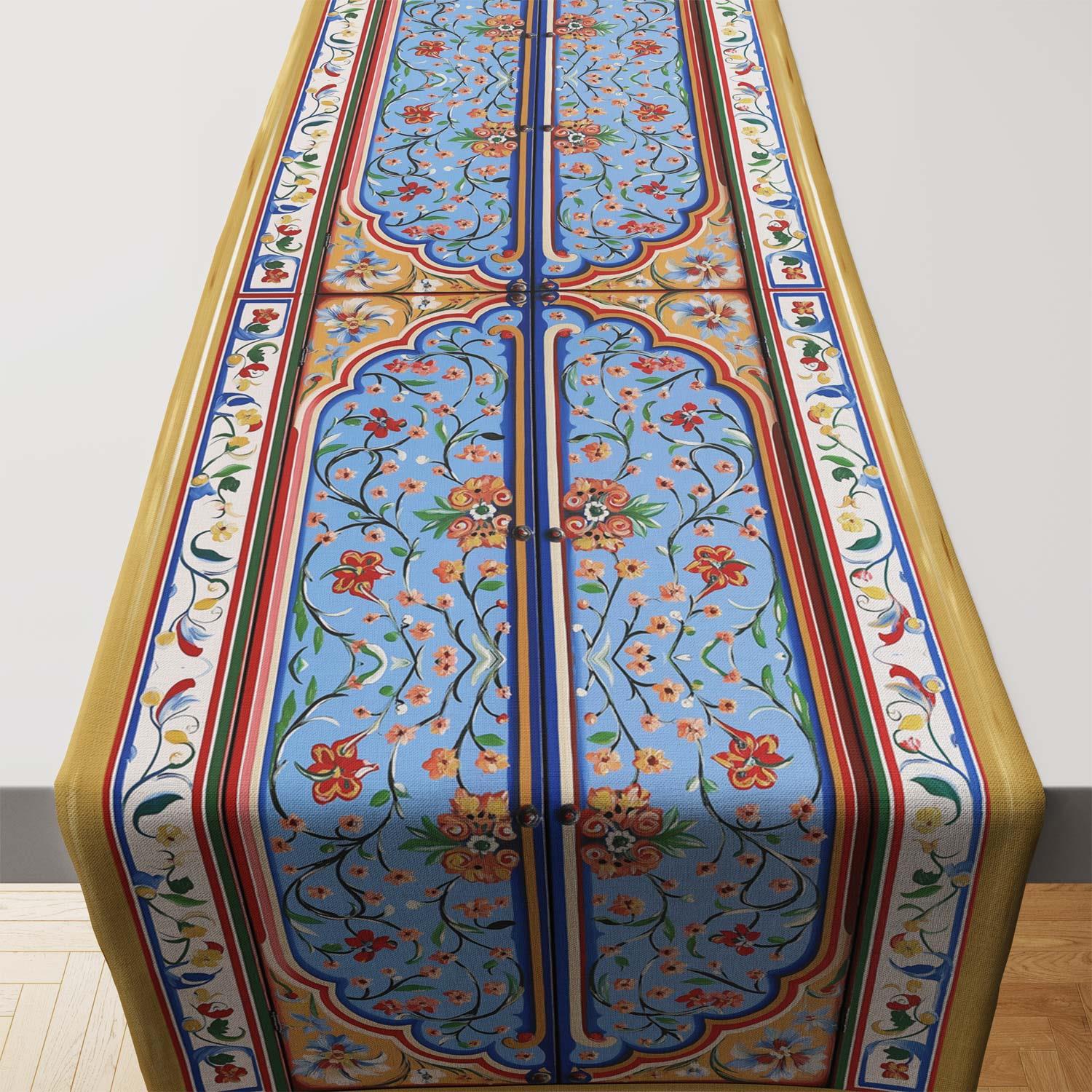 Antik Kapı Desenli Runner Kumaşı Model-7