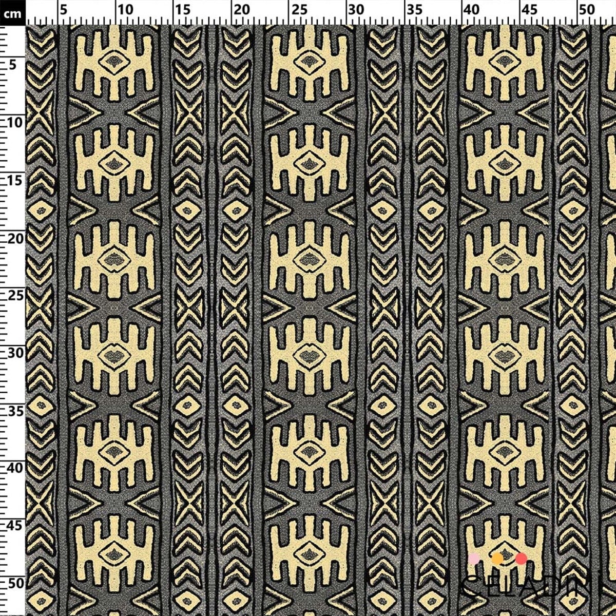 Aztek Kilim Desenli Kumaş (Gri)