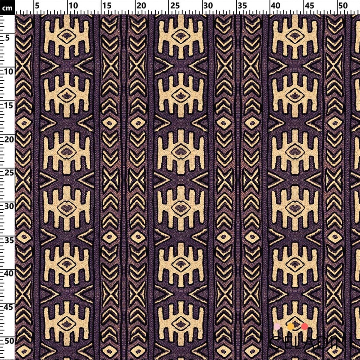 Aztek Kilim Desenli Kumaş (Mor)