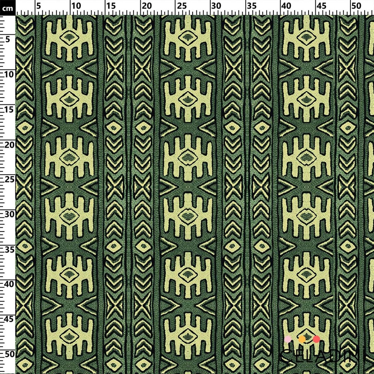 Aztek Kilim Desenli Kumaş (Yeşil)