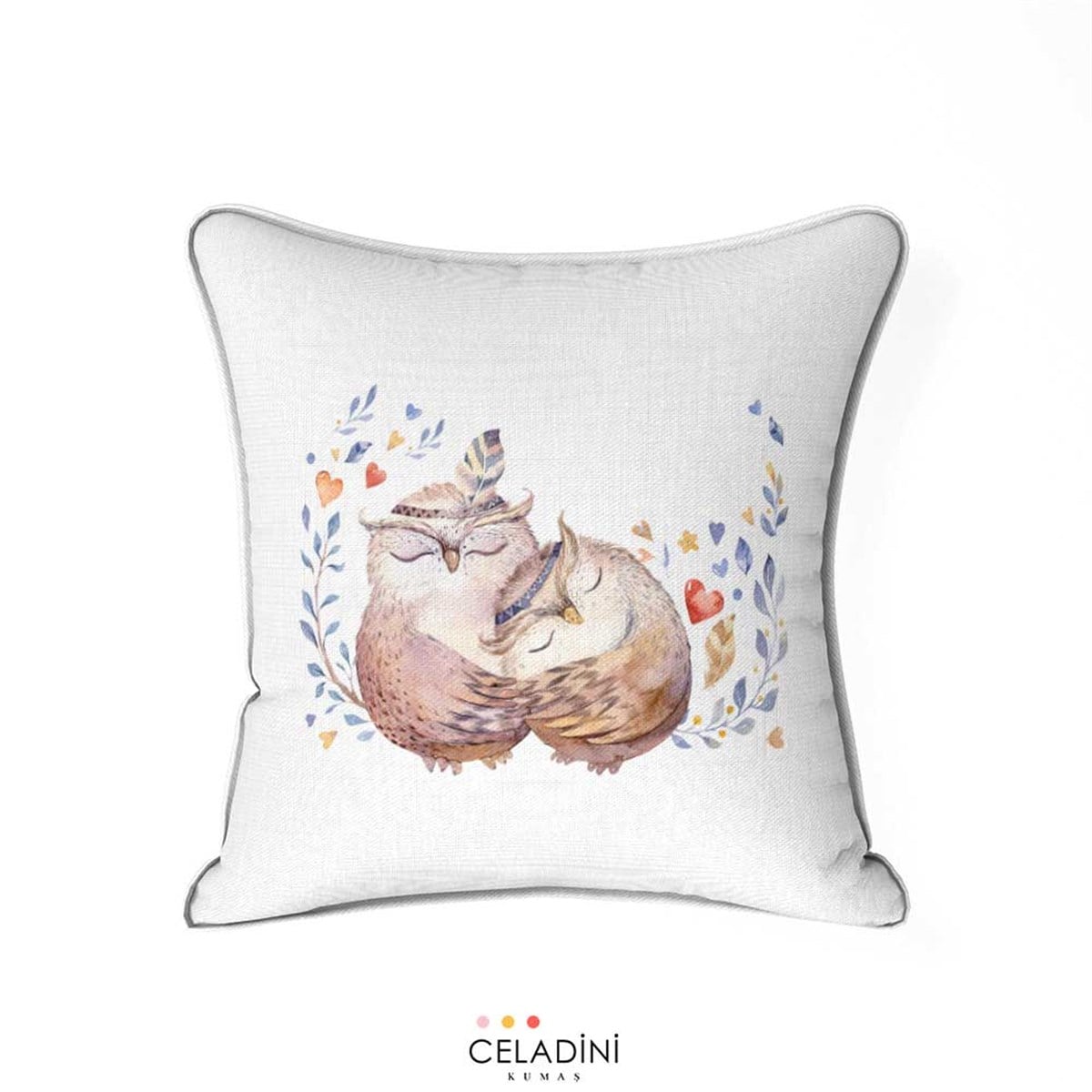 Baykuş Desenli Kırlent Kumaşı