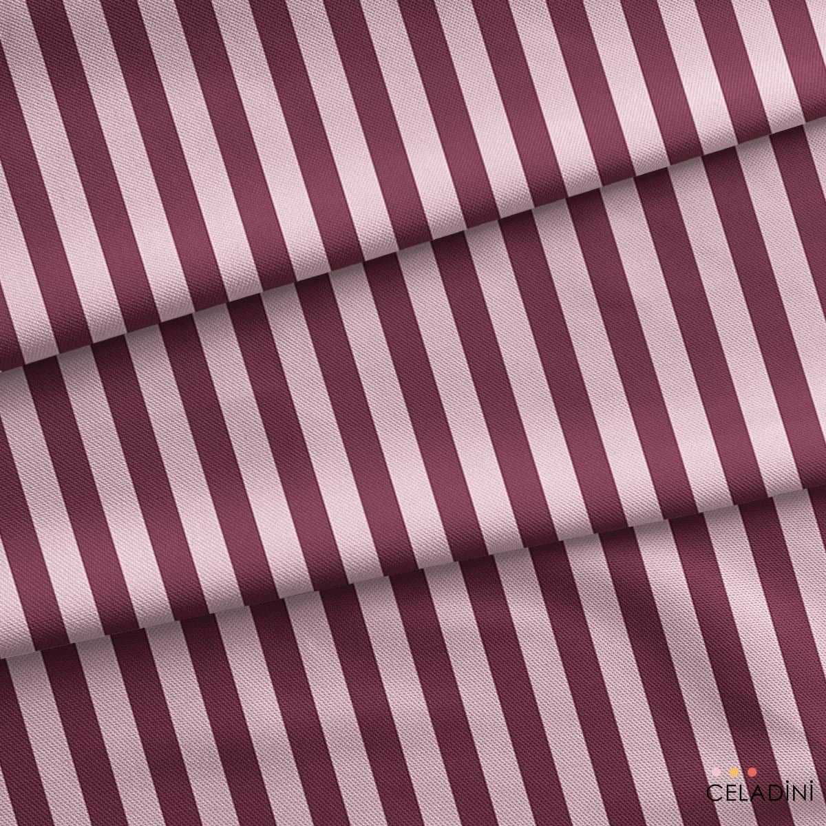 Bordo / Gül Kurusu 2x2 cm Çizgili Kumaş