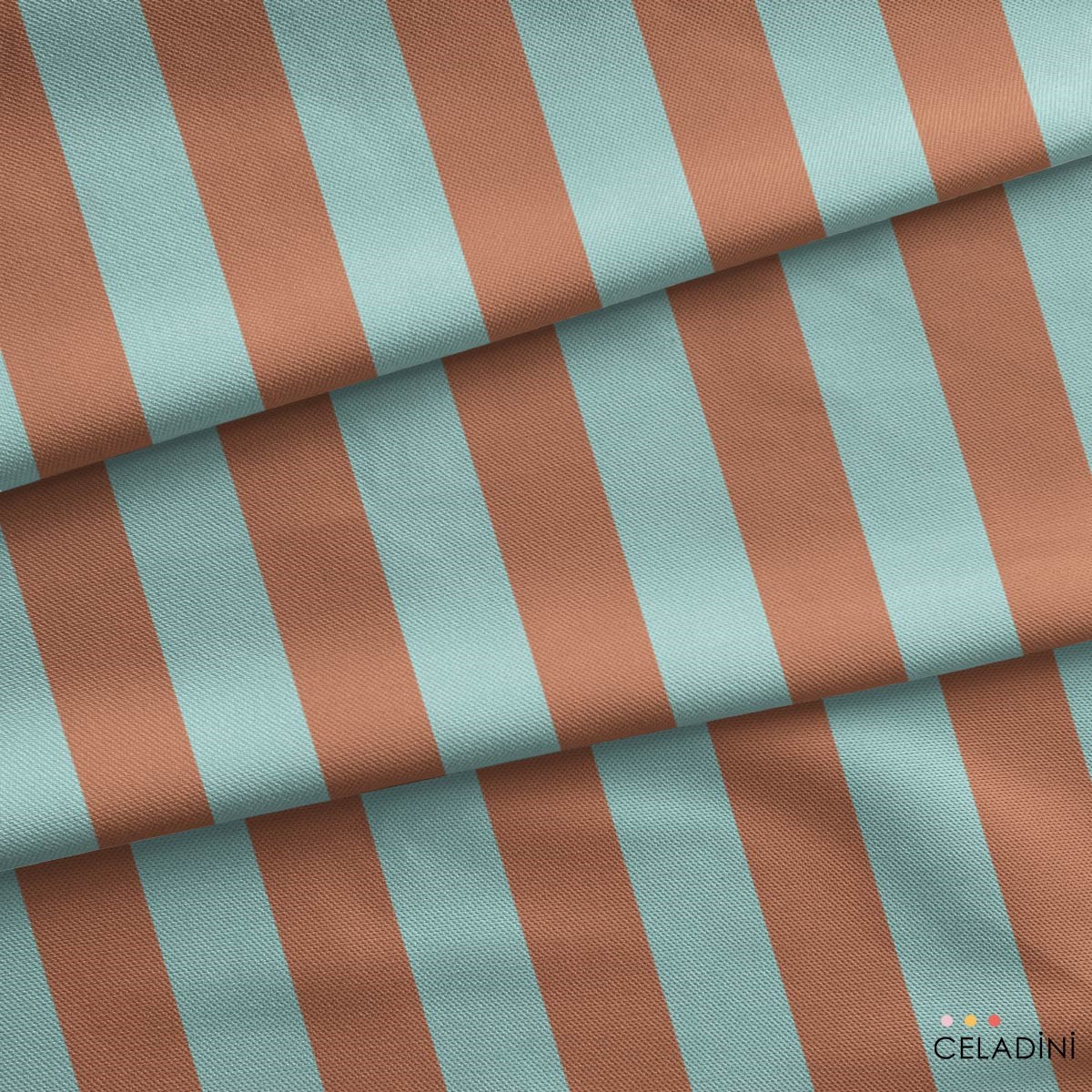 Buz Mavisi / Tarçın 5x5 cm Çizgili Kumaş