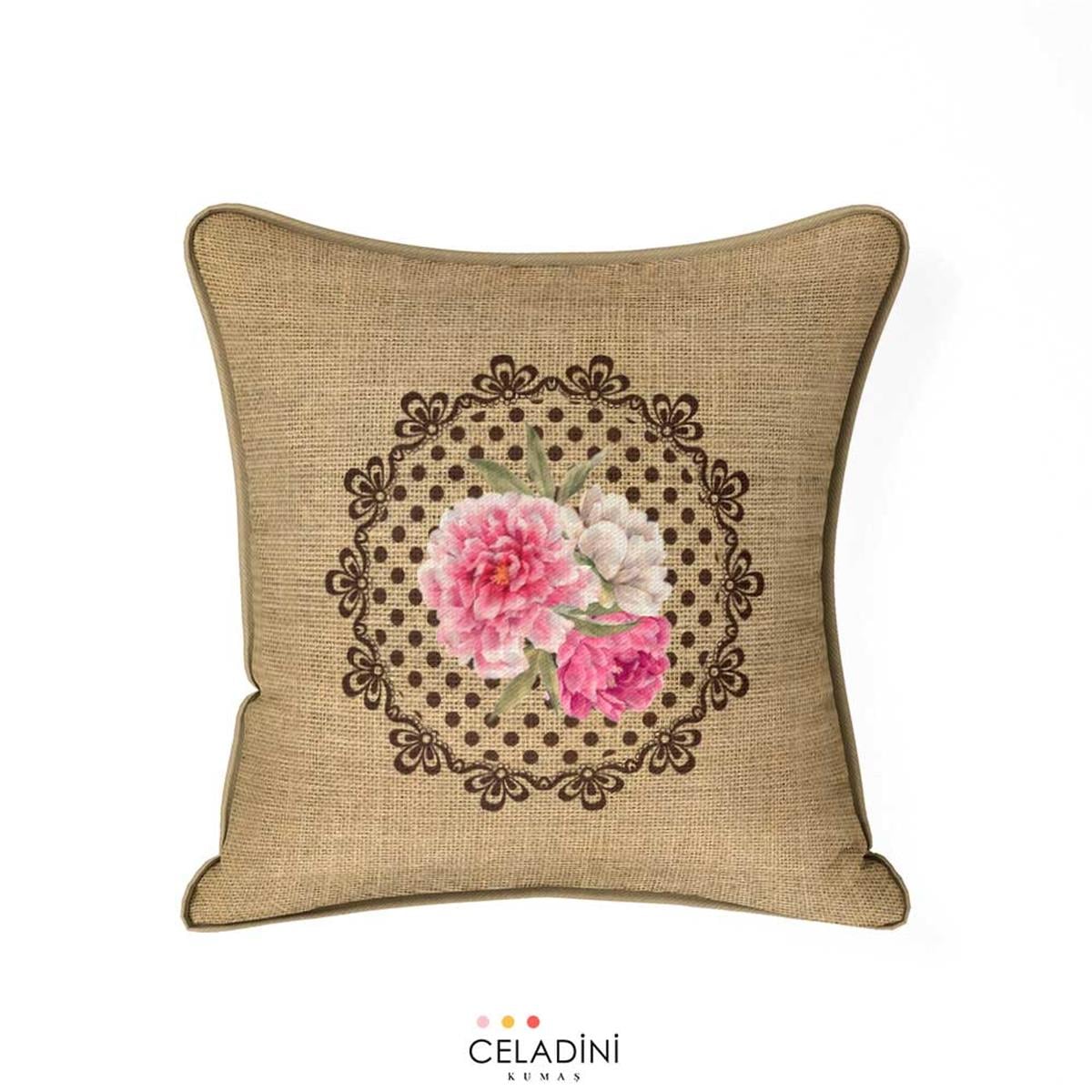 Çuval-Dantel Serisi 45x45 cm Kırlent Kumaşı Model-4