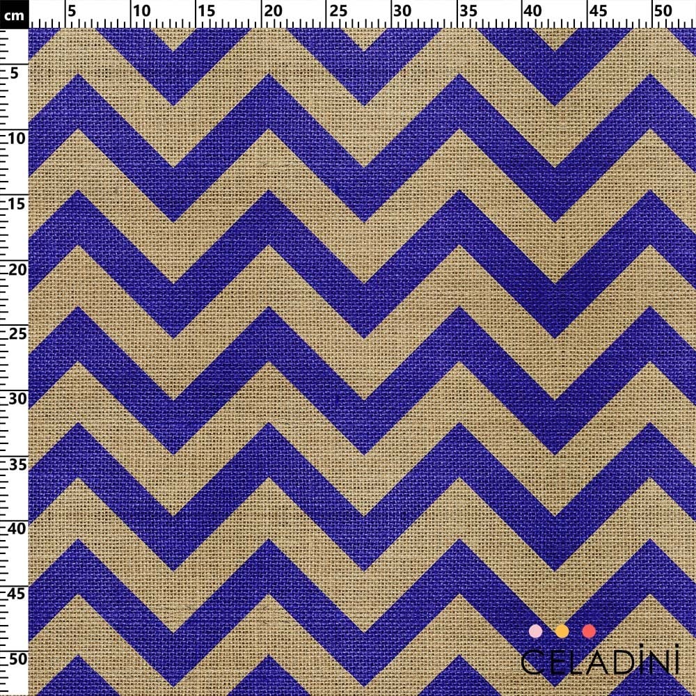 Çuval Görünümlü Lacivert Zigzag Kumaş