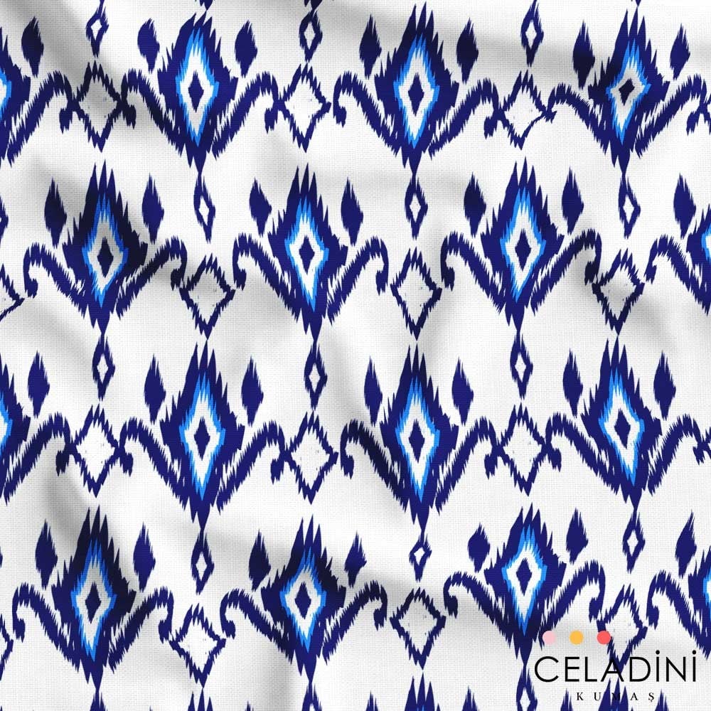 Damask Nazar Boncuğu Desenli Kumaş