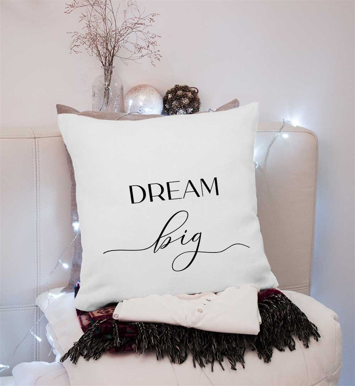 Dream Big Yazılı Kırlent Kumaşı