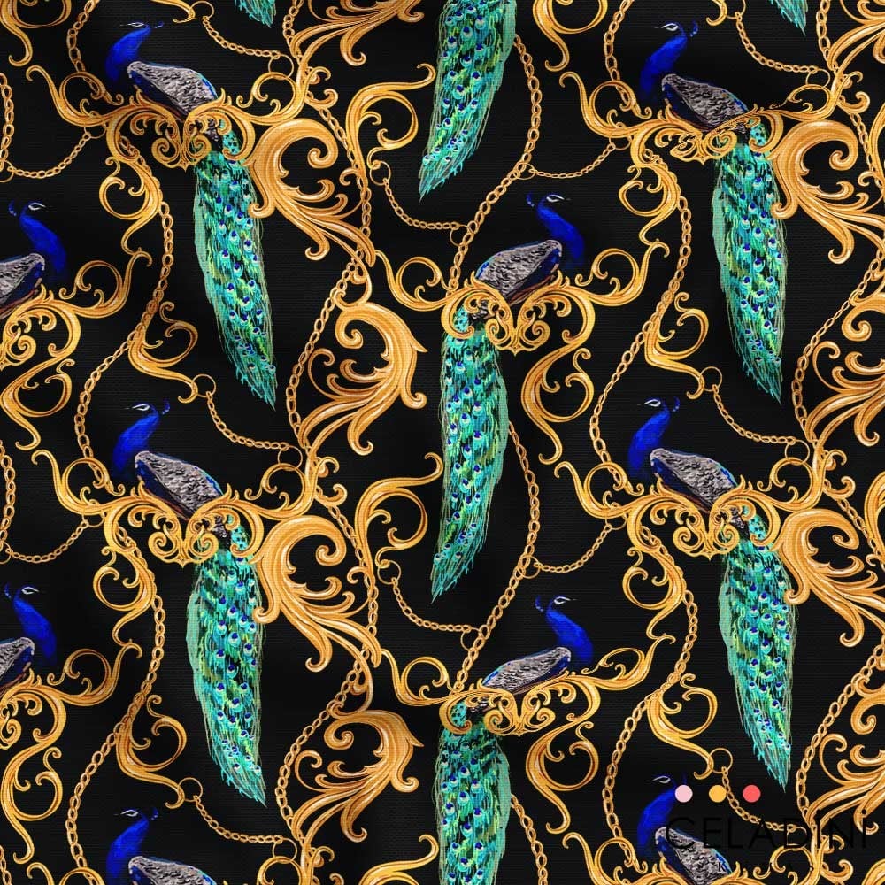 Elegant Tavus Kuşu Desenli Kumaş