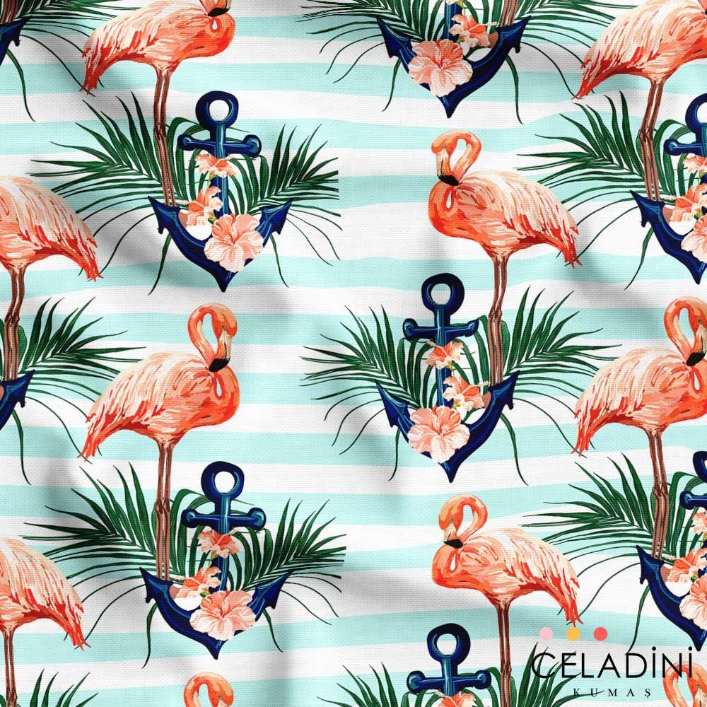 Flamingo Çapa Desenli Kumaş