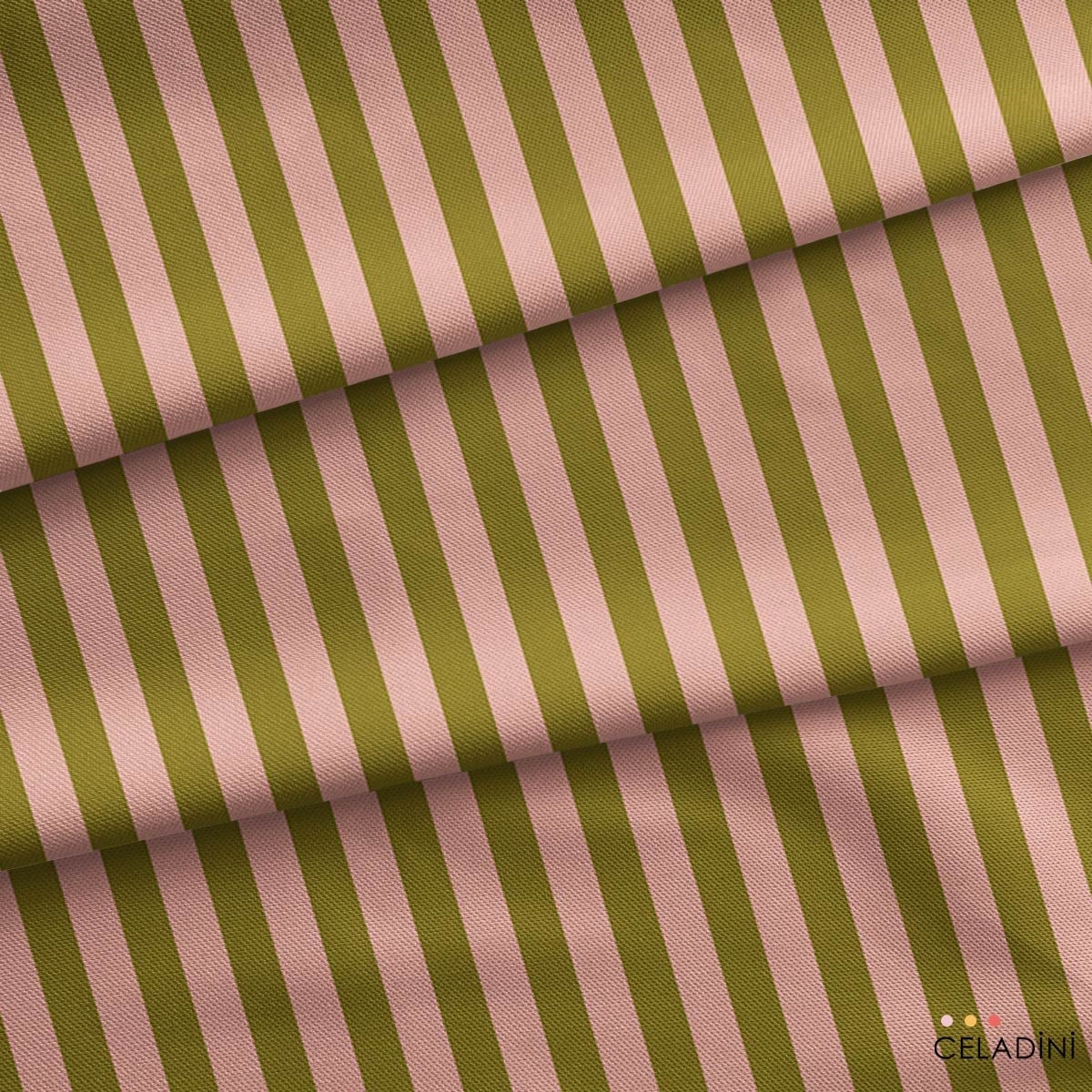 Haki / Pudra 2x2 cm Çizgili Kumaş