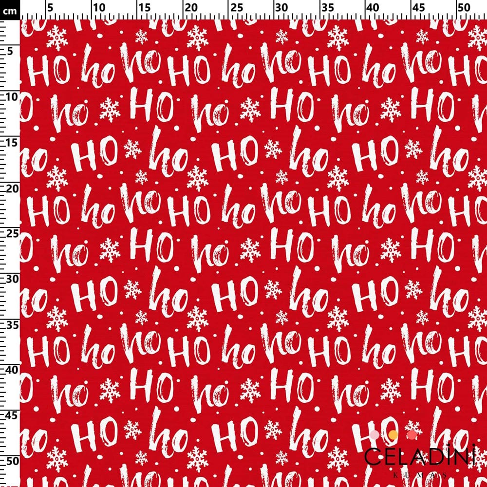 Ho ho ho Kırmızı Yılbaşı Kumaşı