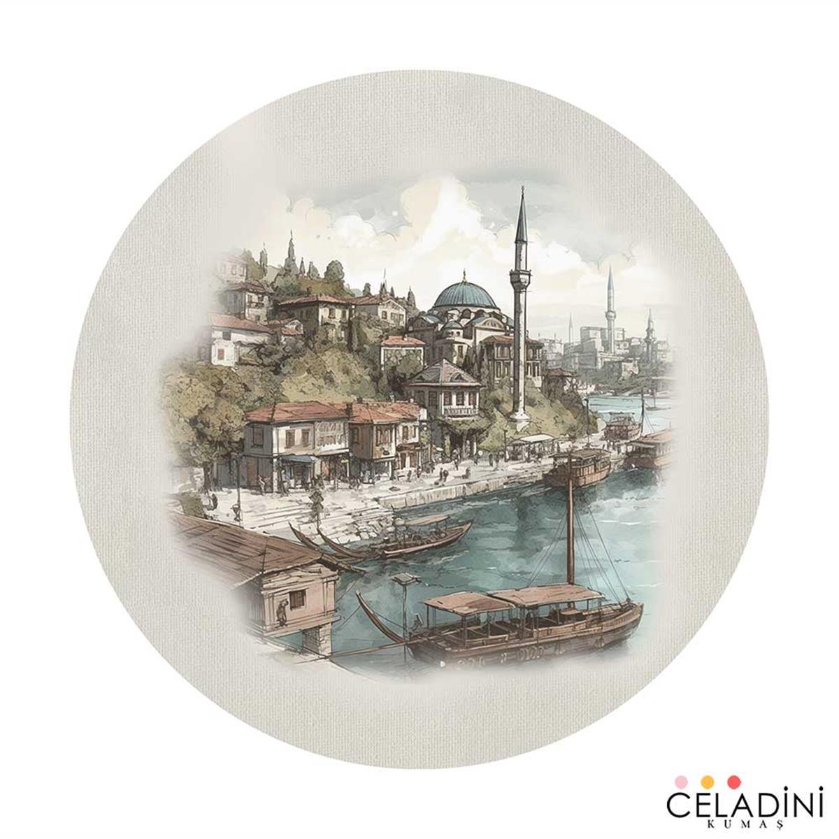 İstanbul Serisi Nostalji Boğaz Desenli Supla Kumaşı