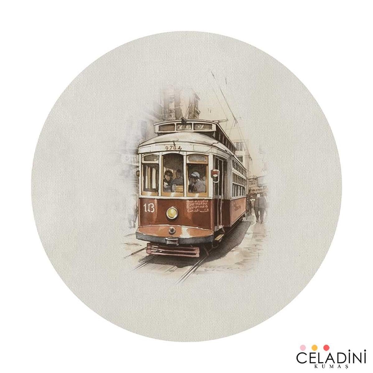 İstanbul Serisi Tramvay Desenli Supla Kumaşı