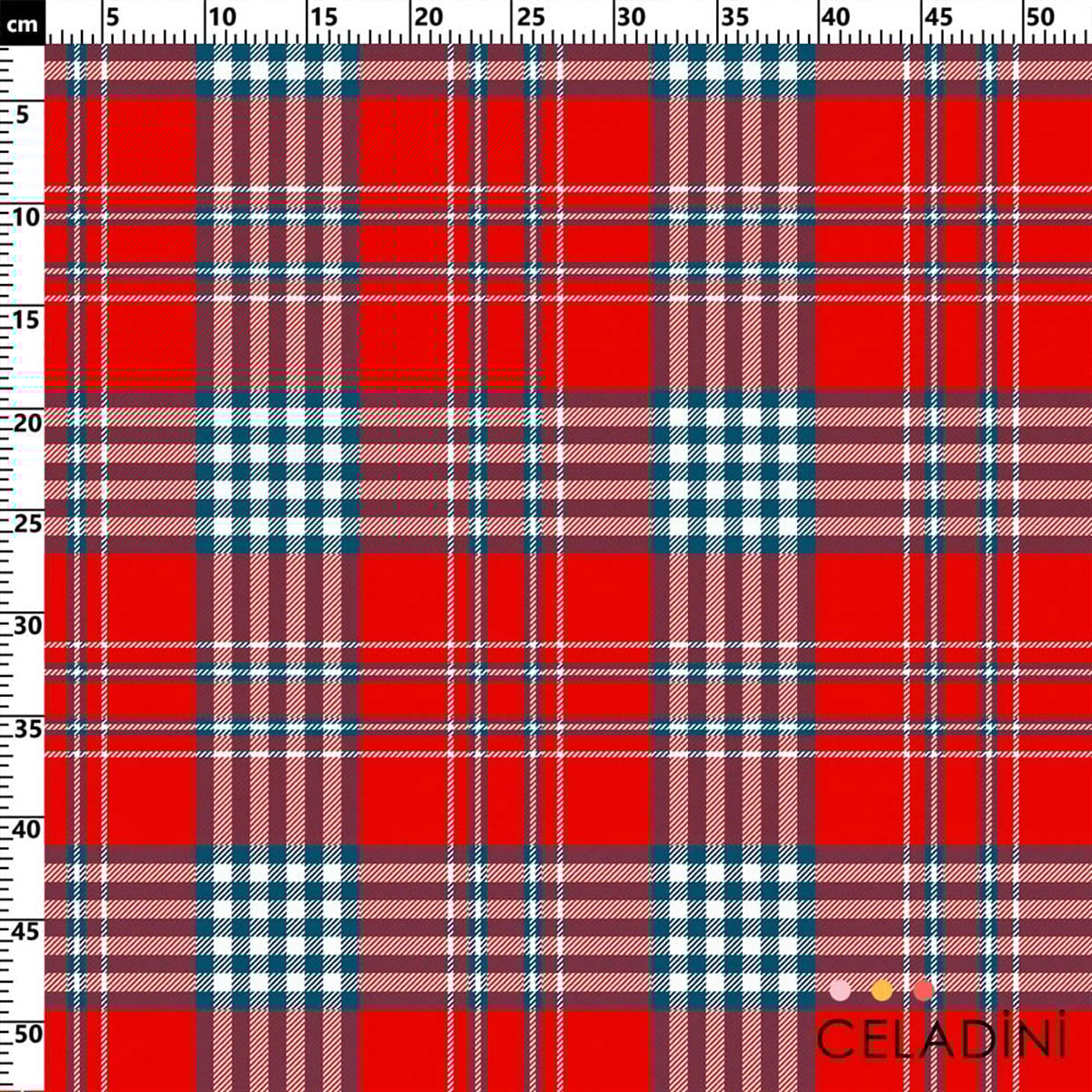 Kırmızı Mavi Ekose Kumaş
