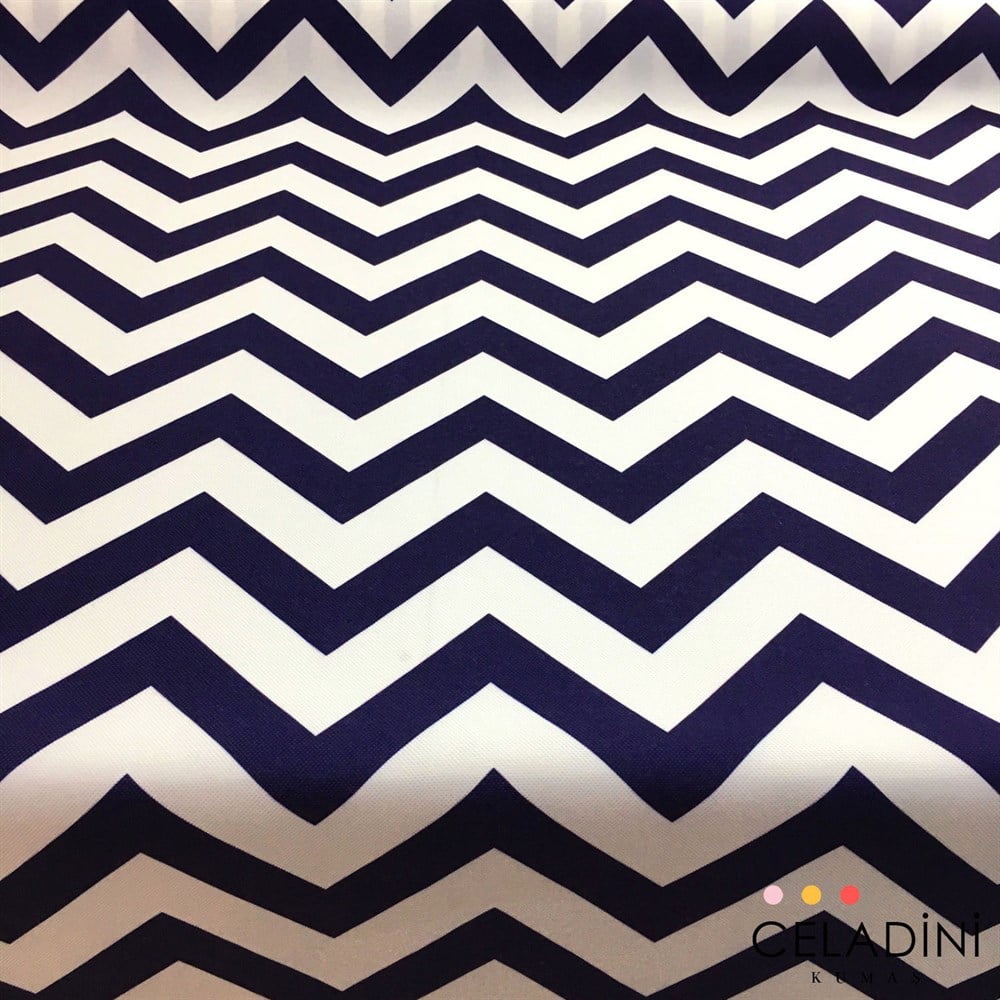 Lacivert Beyaz Zigzag (Chevron) Kumaş