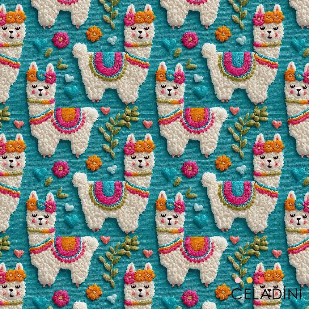 Lama Desenli 3D Nakış Efektli Kumaş