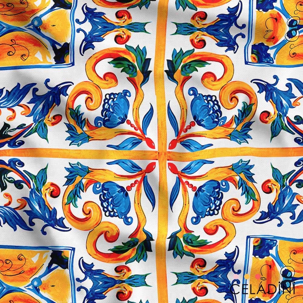 Majolica Fayans Desenli Kumaş