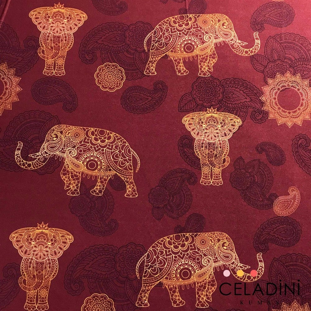 Mandala Fil Desenli Kumaş