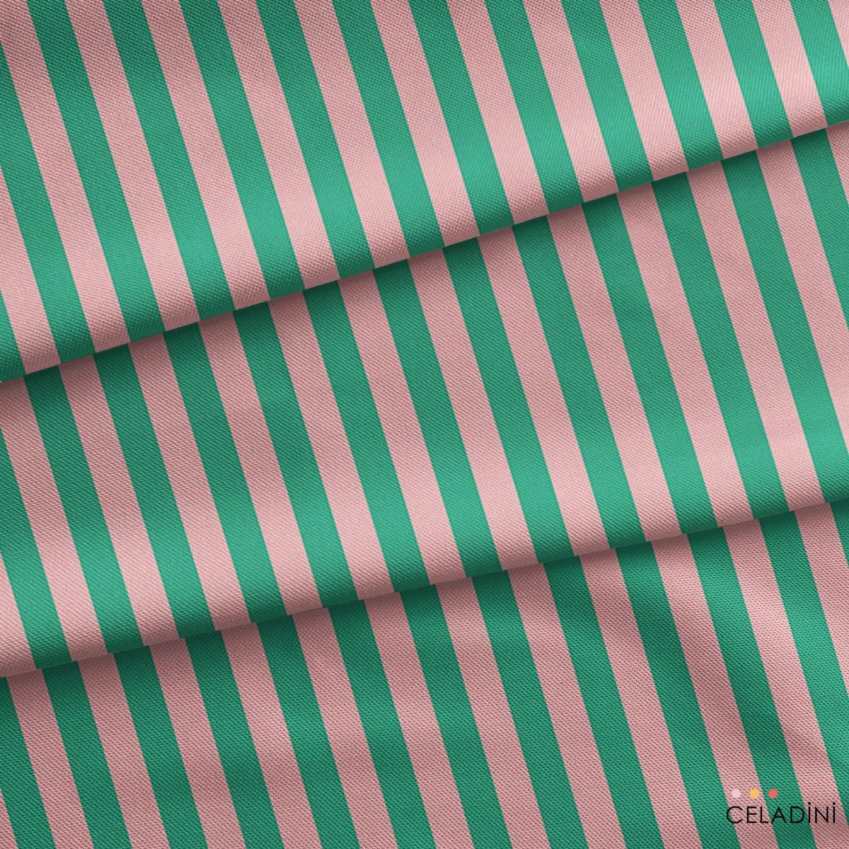 Mint / Pudra 2x2 cm Çizgili Kumaş