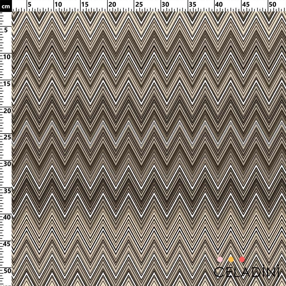 Missoni Tarzı Bej Rengi Zigzag Kumaş 