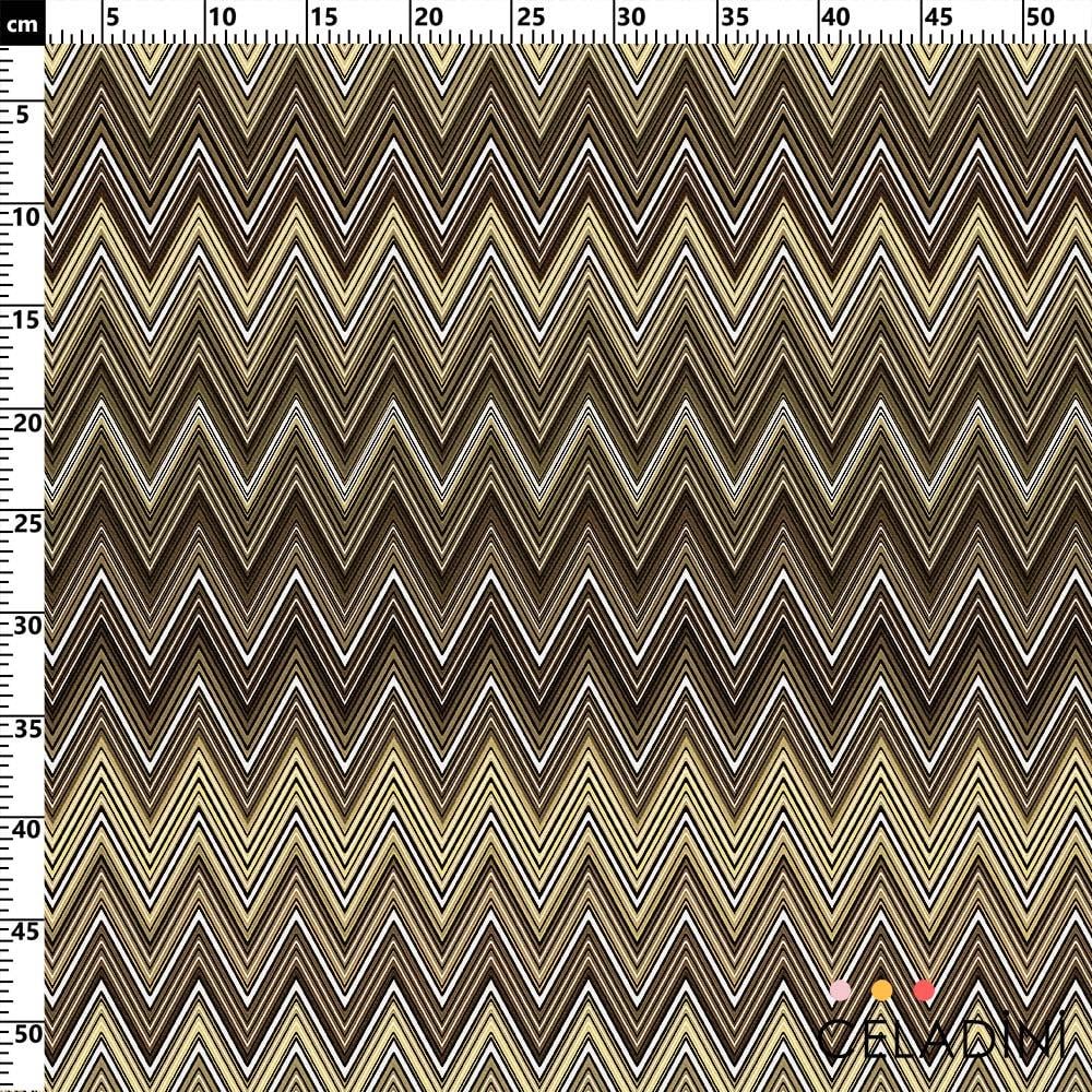 Missoni Tarzı Kahverengi Zigzag Kumaş