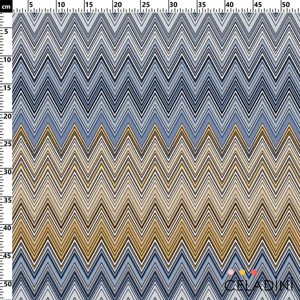 Missoni Tarzı Lacivert Kahve Zigzag Kumaş