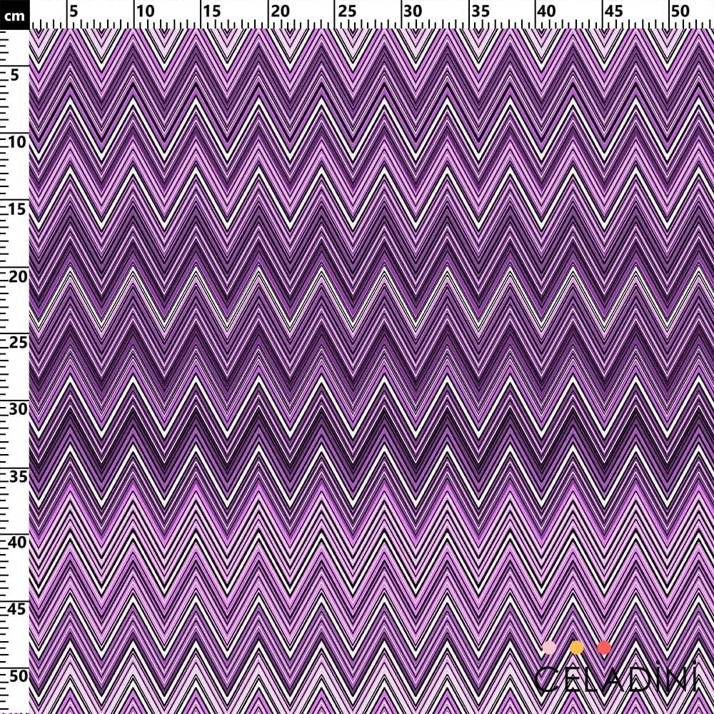 Missoni Tarzı Mor Renk Zigzag Kumaş