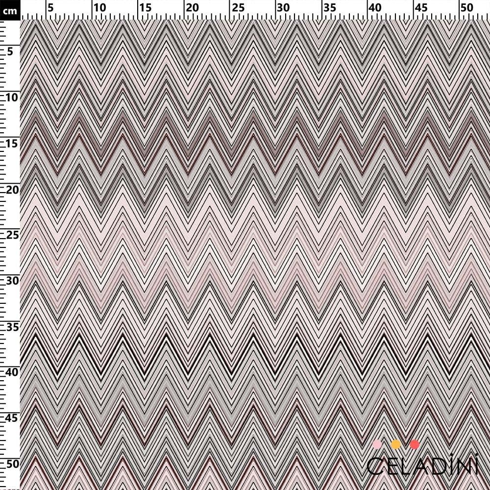 Missoni Tarzı Pembe Gri Zigzag Kumaş