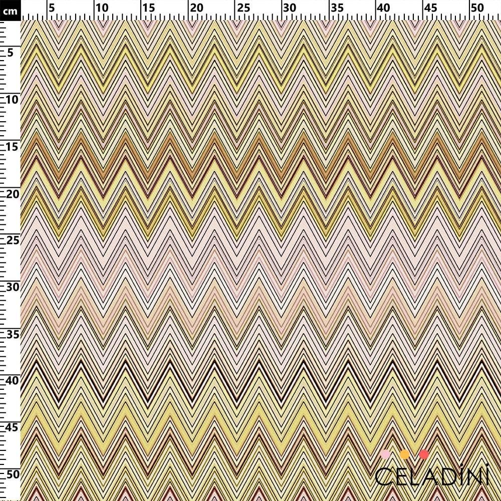Missoni Tarzı Sarı Pembe Zigzag Kumaş