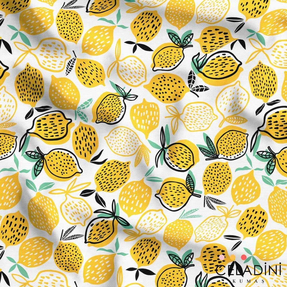 Modern Limon Desenli Kumaş