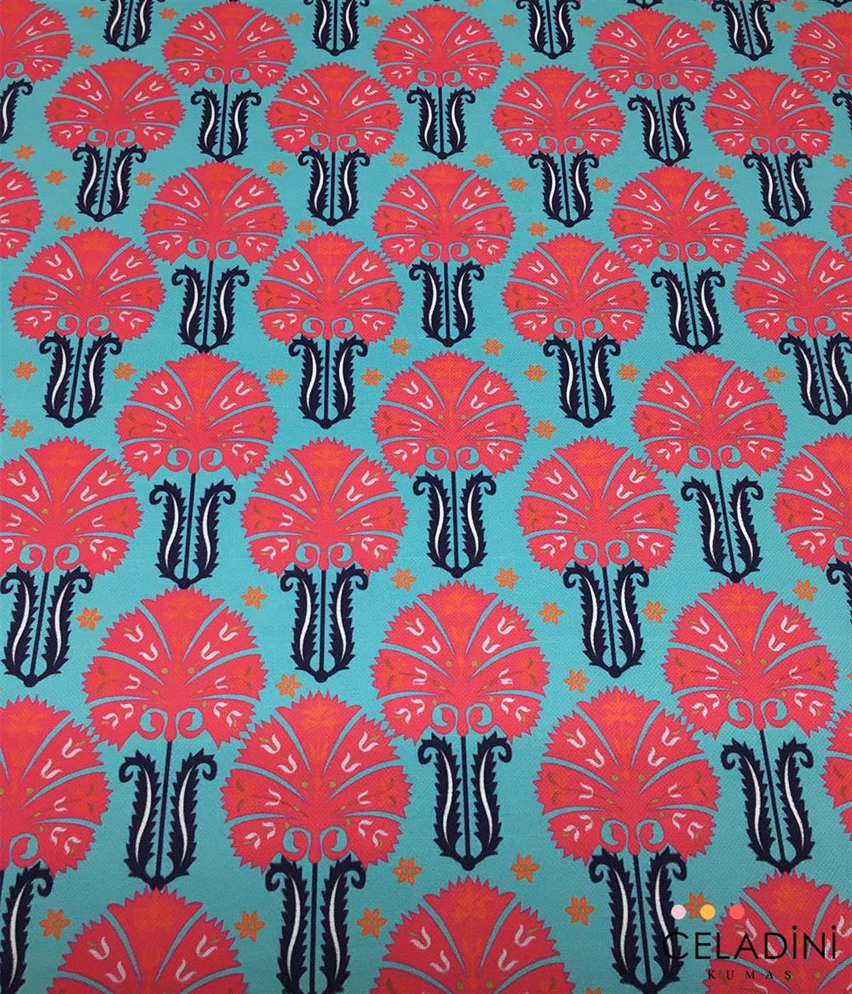 Özbek Süsleme Çiçek Desenli Kumaş