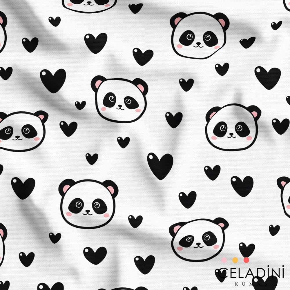Panda Desenli Kalpli Çocuk Kumaşı