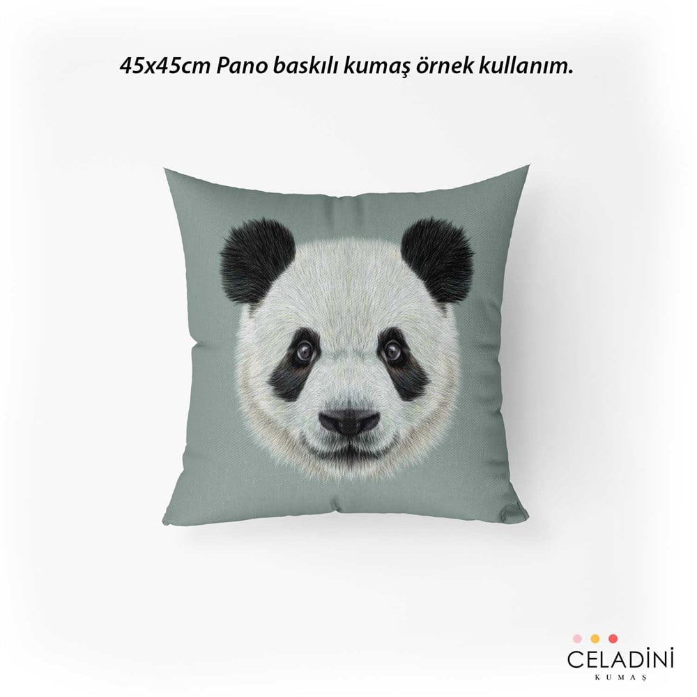 Panda Kafası Pano Baskılı Kırlent Kumaşı