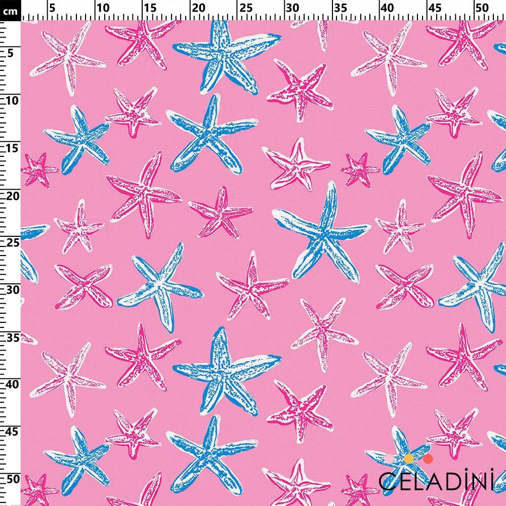 Pembe Fon Deniz Yıldızları Desenli Kumaş