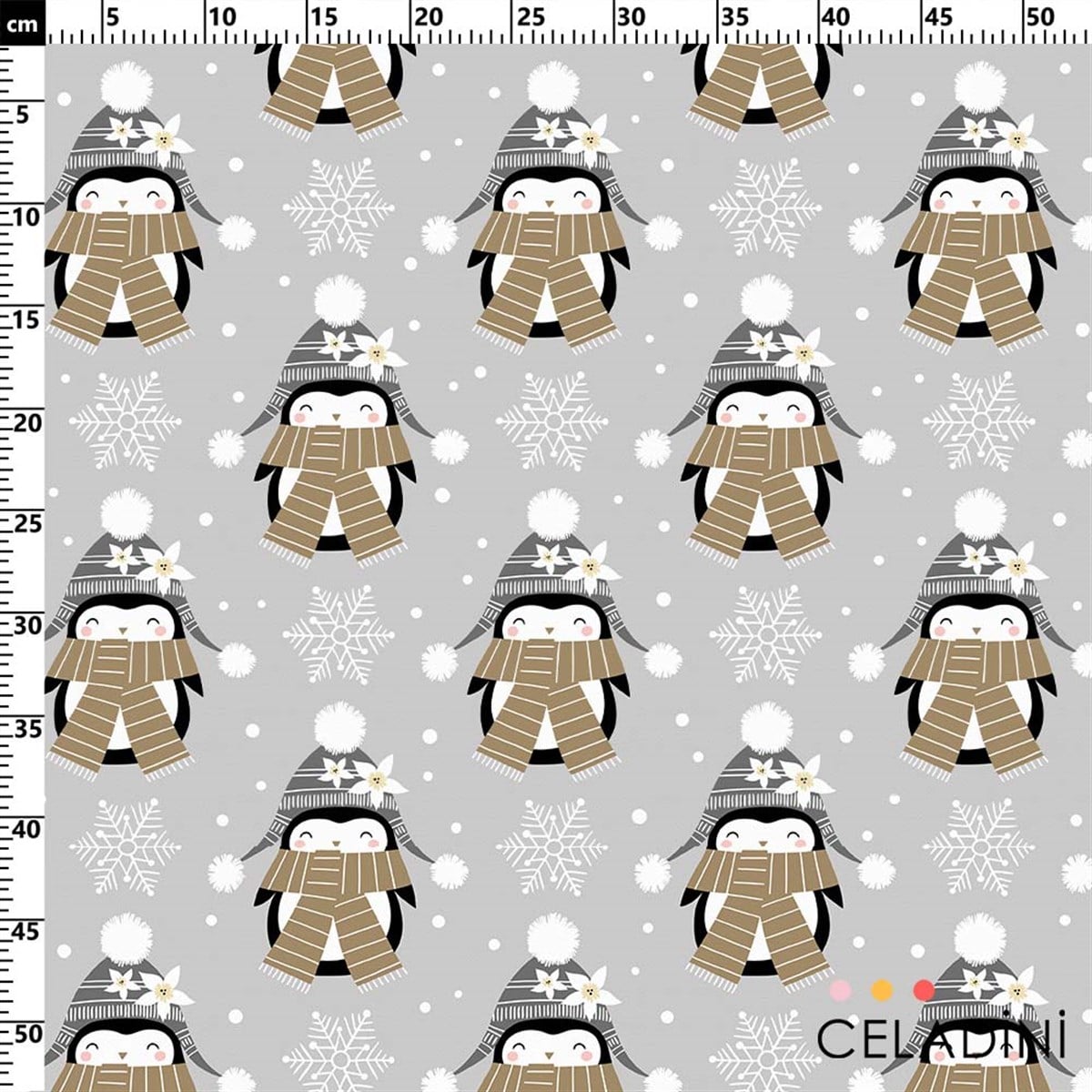 Penguen Desenli Yılbaşı Kumaş