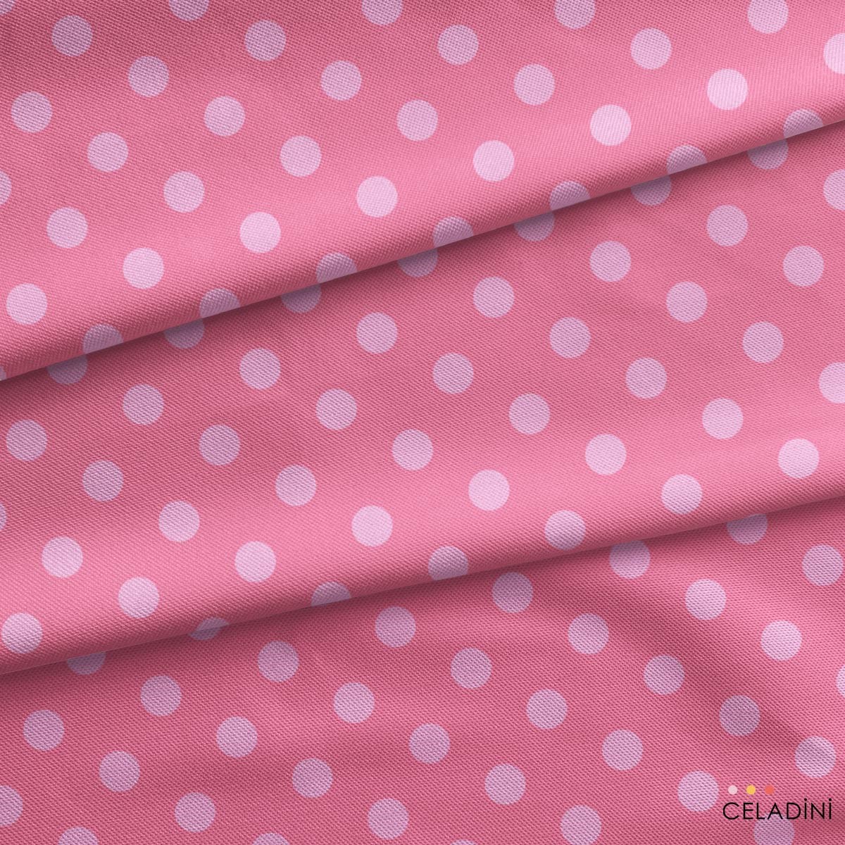 Pudra / Pembe Puantiyeli Kumaş