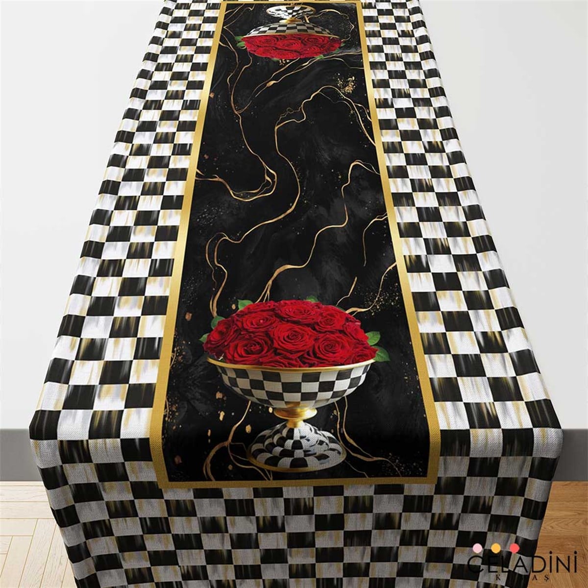 Rose Serisi Damalı Runner Kumaşı Model-4